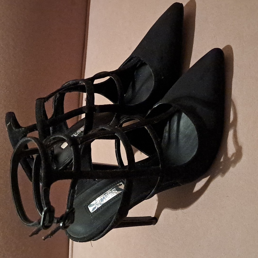 Guess Size 6 Black cage heels with Stiletto heels - good condition